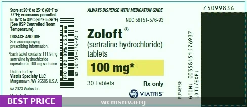 Generic Zoloft (Sertraline) 100mg USA — Depression / Anxiety From $0.40